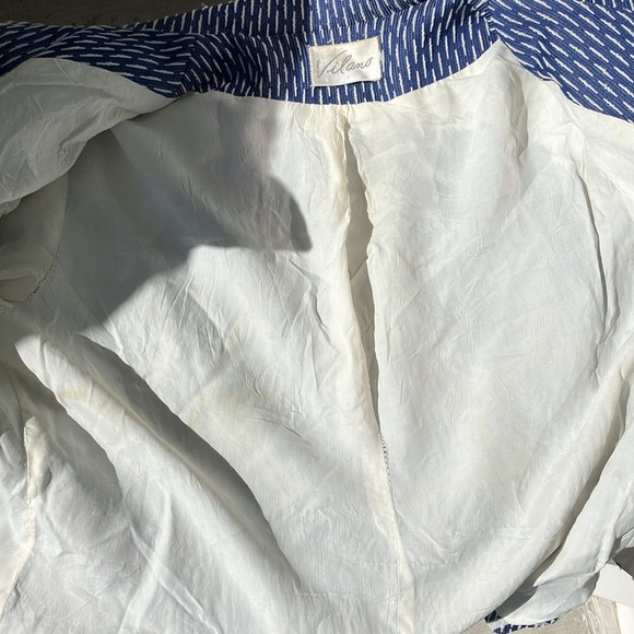 Vintage 60s 70s Navy and White Diamond Print Jacket and Dress Set - Picture 6 of 13